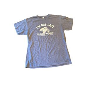 M&O Gold Indianapolis Zoo "Im Not Lazy Im Energy Efficient" T-Shirt M 50% Cotton